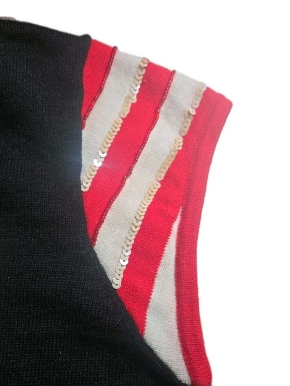 Vintage Michael Simon American Flag Sweater Size Small Short Sleeves Sequins USA - Picture 6 of 14